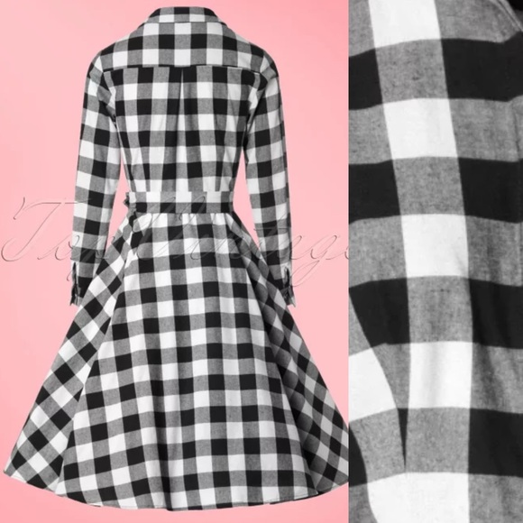 Collectif X ModCloth 50s Mara Check Midi Fit & Flare Shirtdress Shirt Dress - Picture 3 of 14